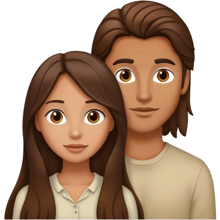 brunette long haired girl and her brunette boyfreind emoji
