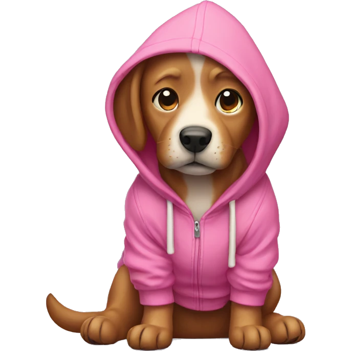 dog wearing a pink hoodie  emoji
