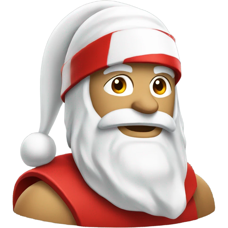 white spartan male wearing red santa hat emoji