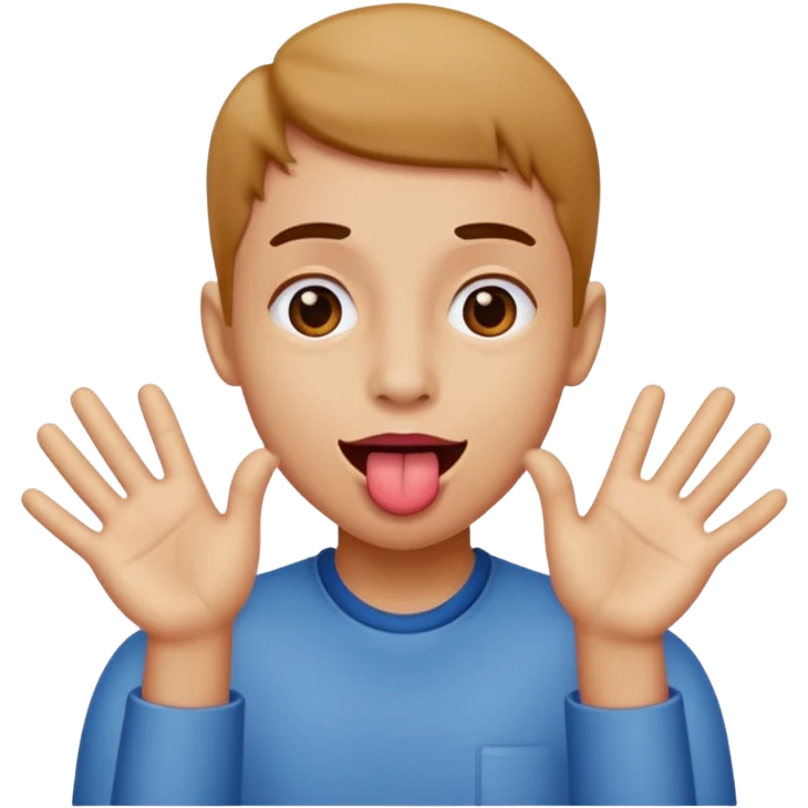 Tongue out with hands to the side emoji