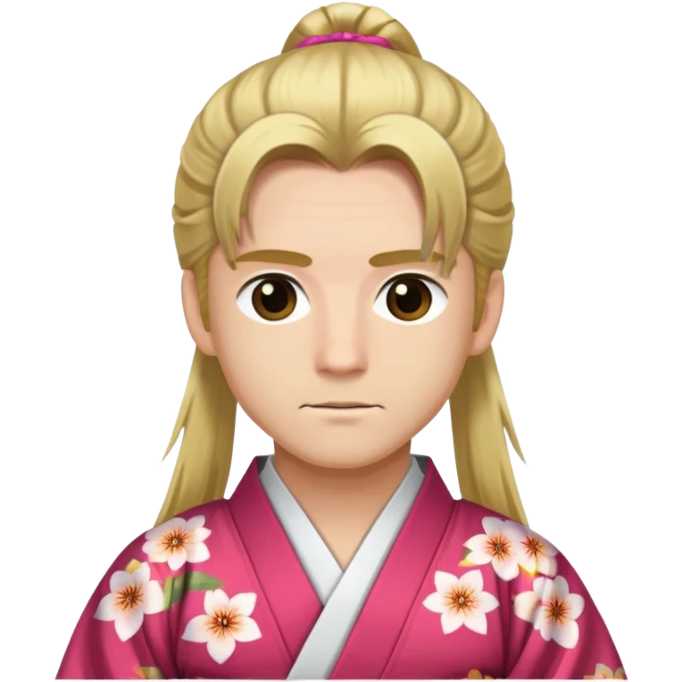 a man with long blonde hair pony tailed and hazel eyes wearing a kimono emoji