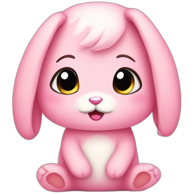 A pink plush bunny crying emoji