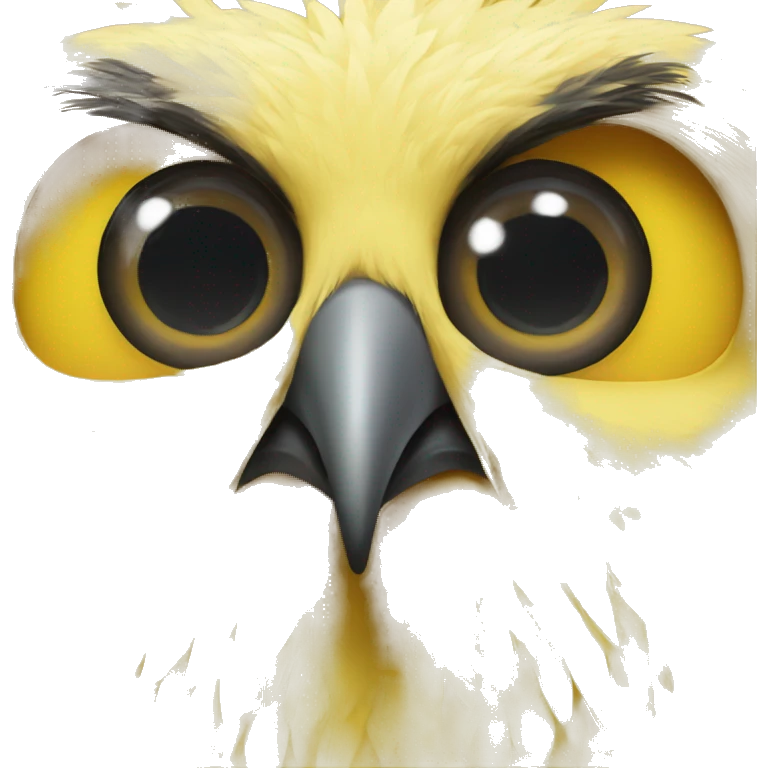 A big yellow bird with two big eyes  emoji