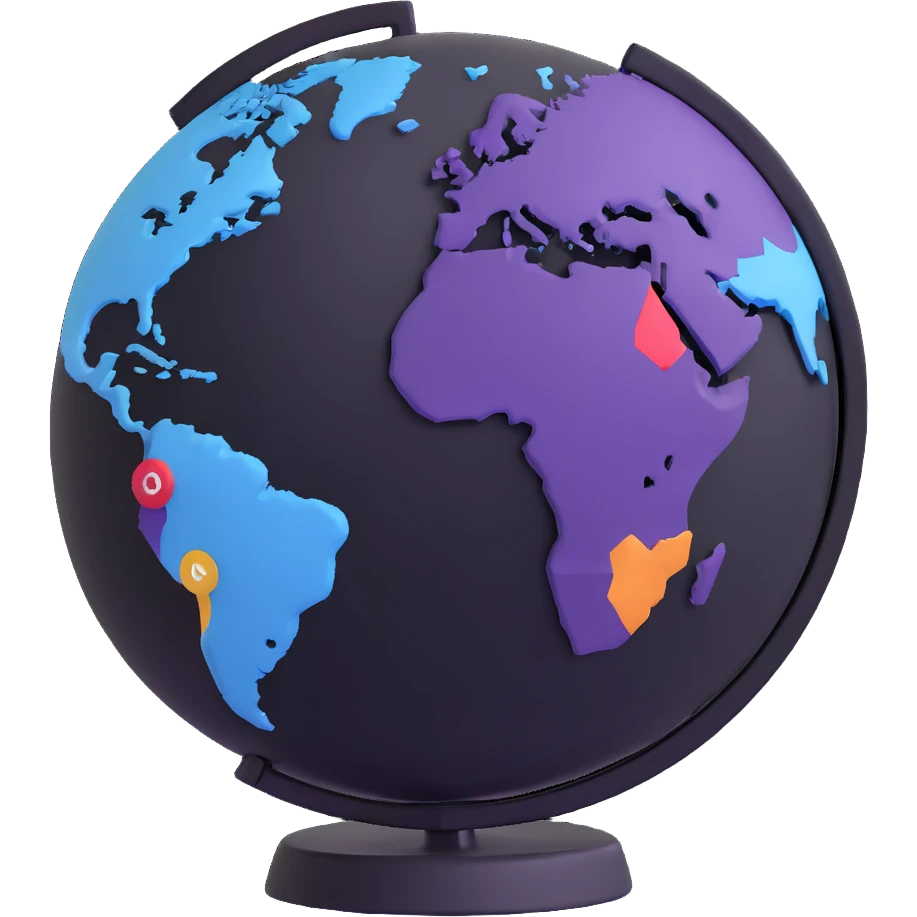 3D style globe with VPN spoofing and digital security emoji