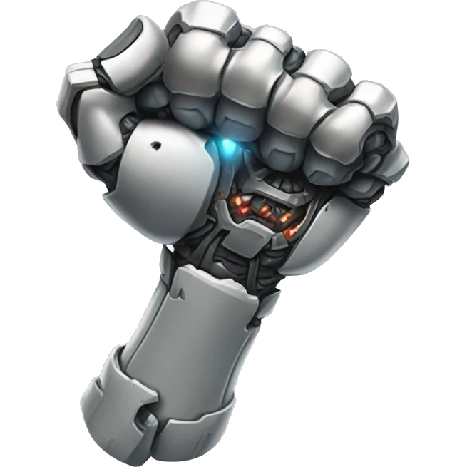 Cyborg arm and bicep with flexing shock emoji