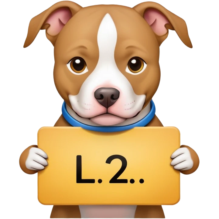 Pit bull holding 1 sign that says "L" emoji