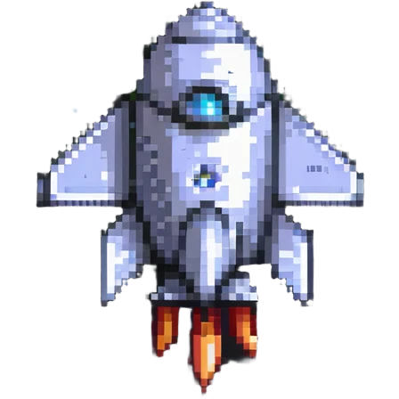 Pixel rocket ship with fins emoji