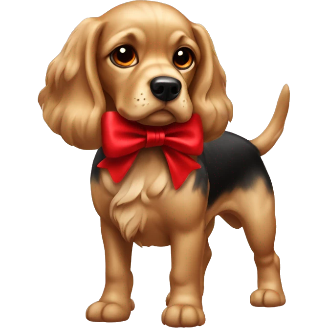 cocker dog with red bow  emoji