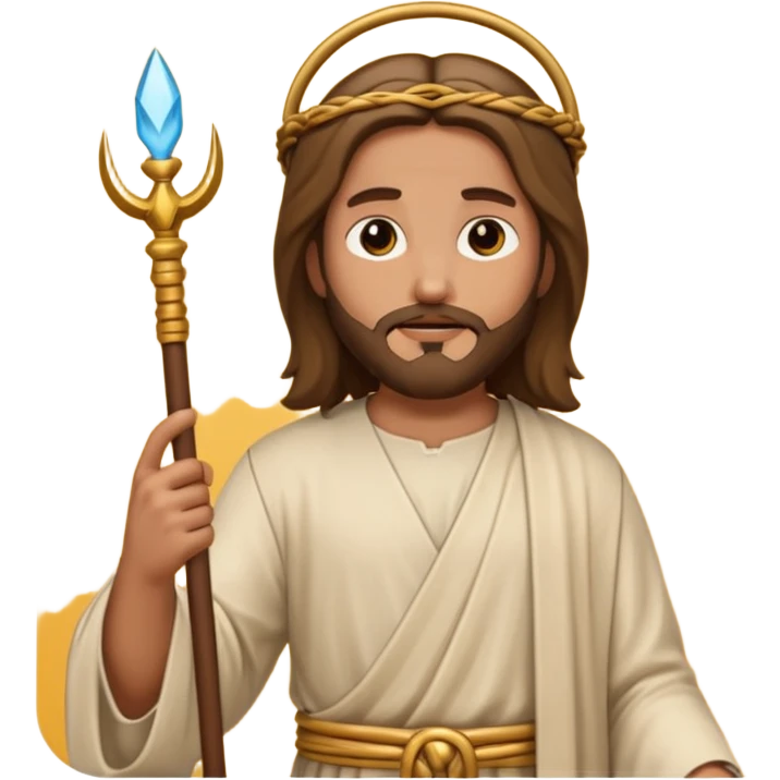 Jesus Christ in a temple holding a whip, emoji style emoji