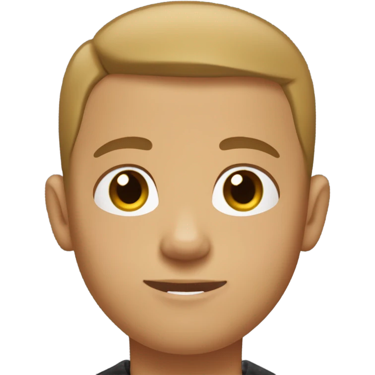 boy with very light brown skin, buzz cut, no facial hair, wearing a smart black quarter zip jumper with white t shirt underneath. emoji
