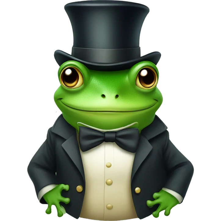 Cute frog wearing a top hat emoji
