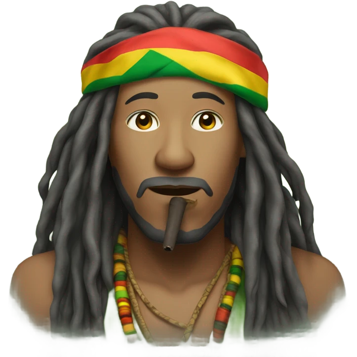 Rasta Asian man smoking cigar  emoji