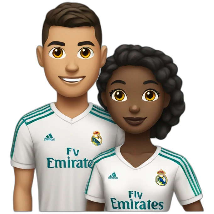 Ronaldo with real madrid shirt with a black girl emoji