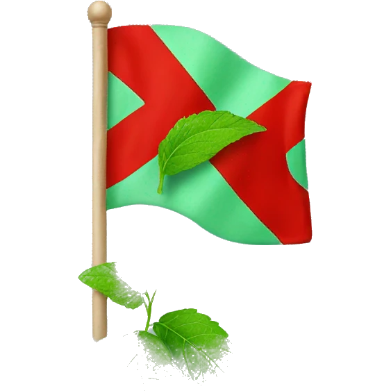 mint leaf holding a red flag emoji
