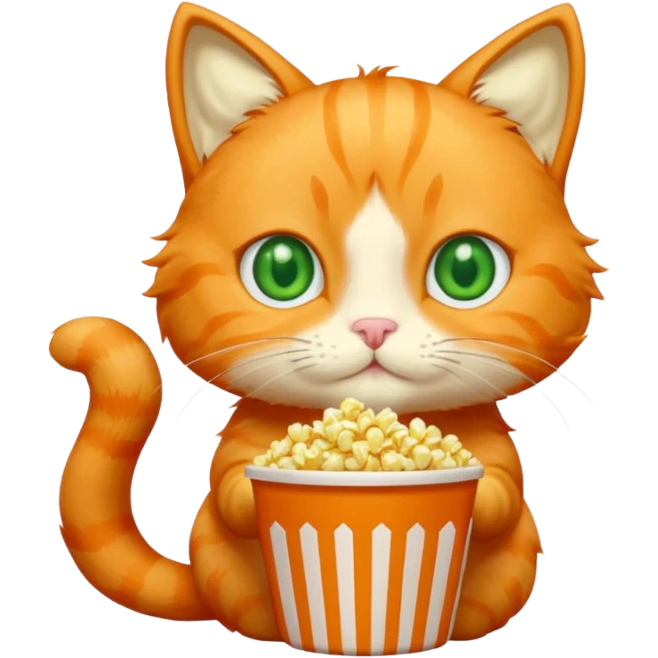 Orange cat eating popcorn emoji
