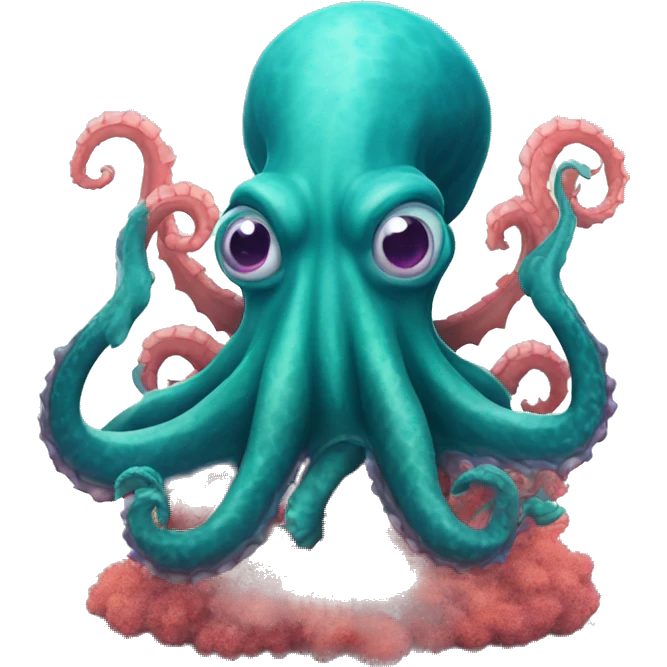 Kraken with head dragon like coral reefs emoji