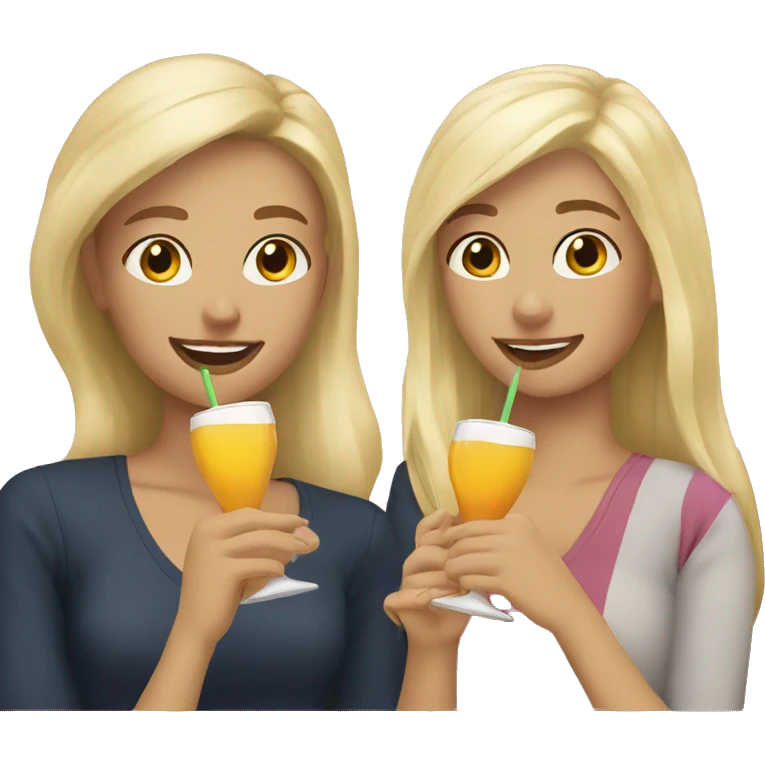 blonde girls enjoying drinks together emoji