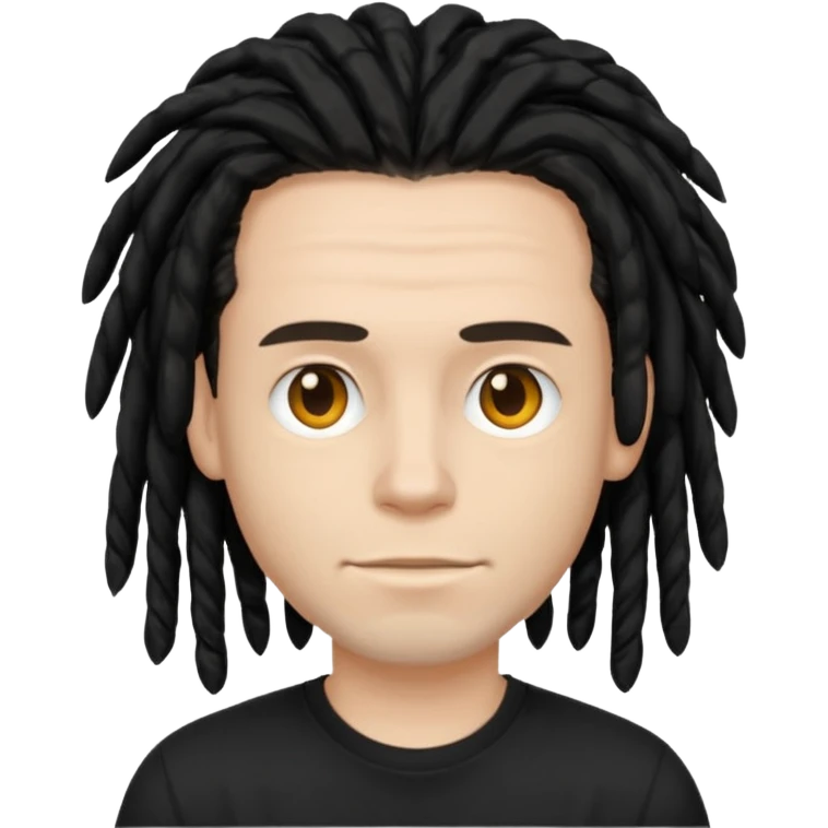 white guy , black dreadlock, black t shirt emoji