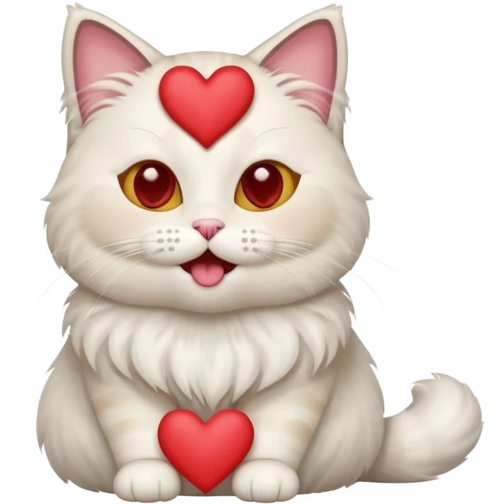 Full body ragdoll Cat with popping out love heart eyes and mouth open emoji