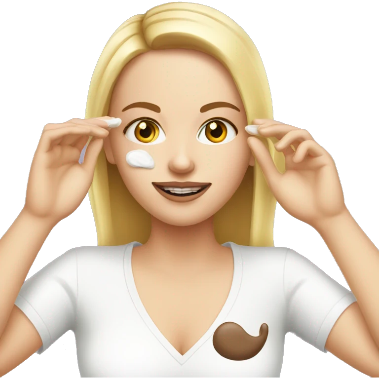 white girl applying cream on face emoji