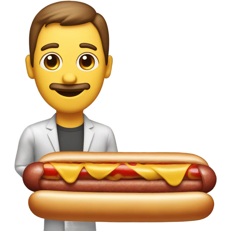 man transformed into a hotdog emoji