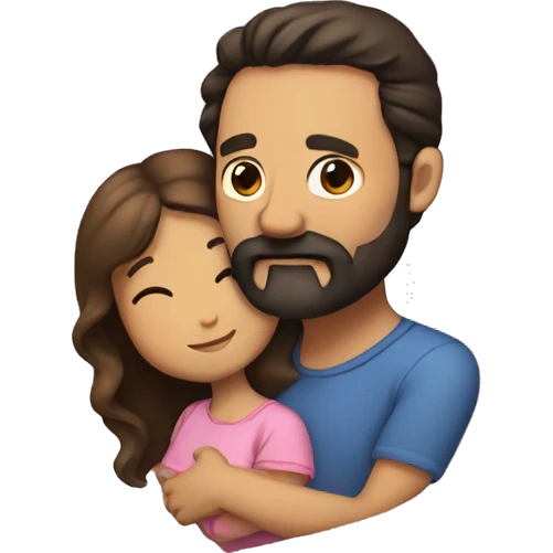 dad with black beard hugging daughter with brown hair emoji