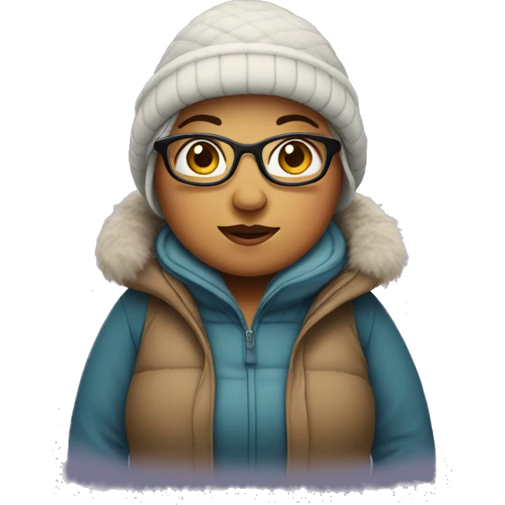 Chubby woman in winter attire emoji