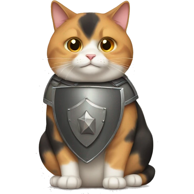 Fat calico cat with a shield  emoji