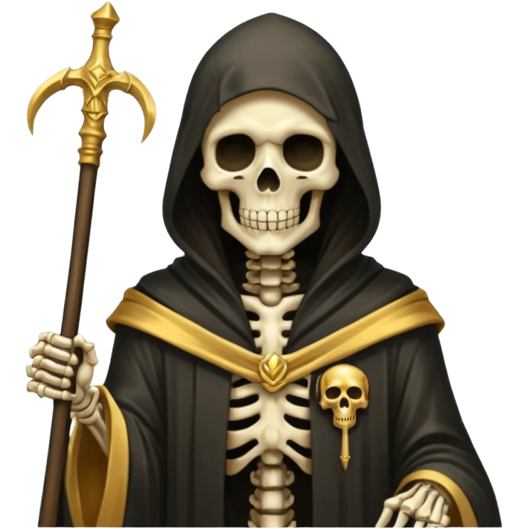 skeleton grim reaper in a gold with scythe emoji