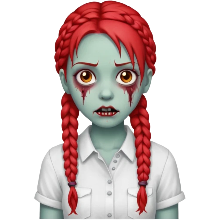 zombie girl with red braids and white shirt emoji