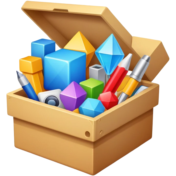 Box full of desktop objects  emoji