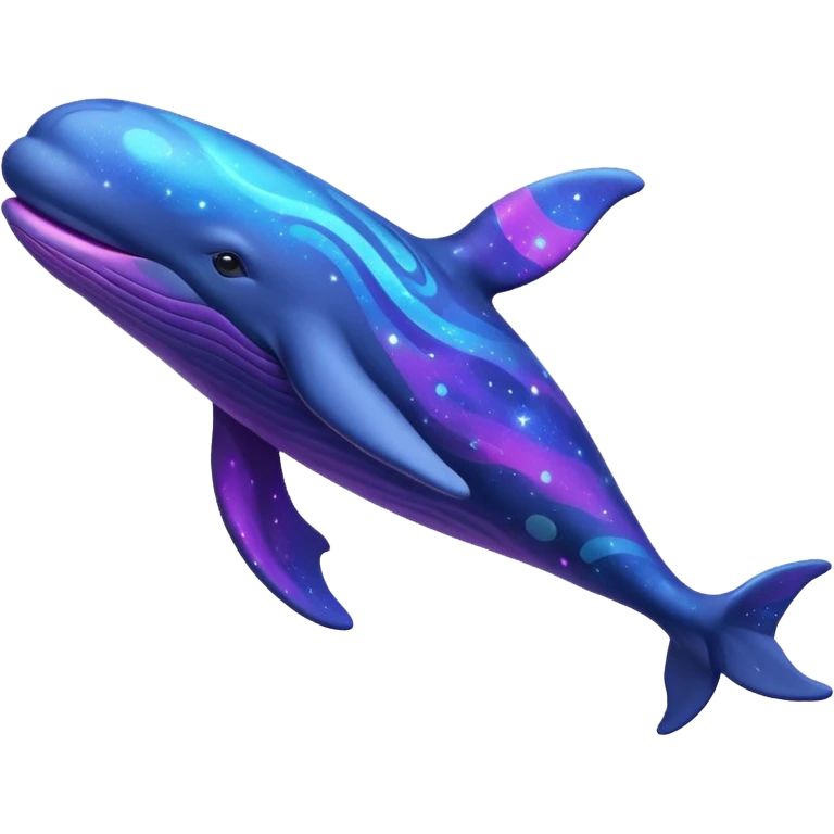 Create a single emoji of a Nebula Whale in full body, shown at a slight side angle in a natural, characteristic pose with cosmic patterns. stylized like an emoji, but clearly recognizable
 emoji