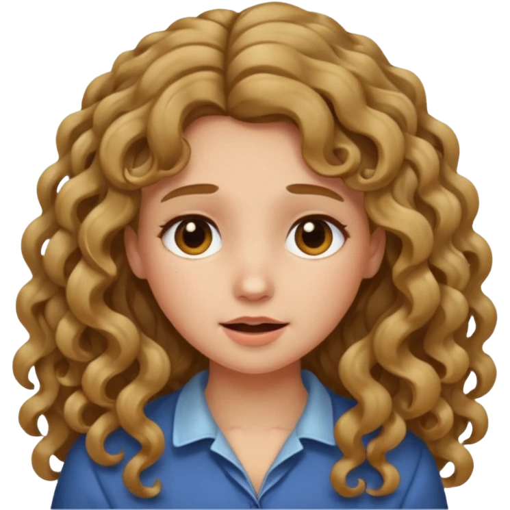 long Bronde curly hair girl bawling  emoji