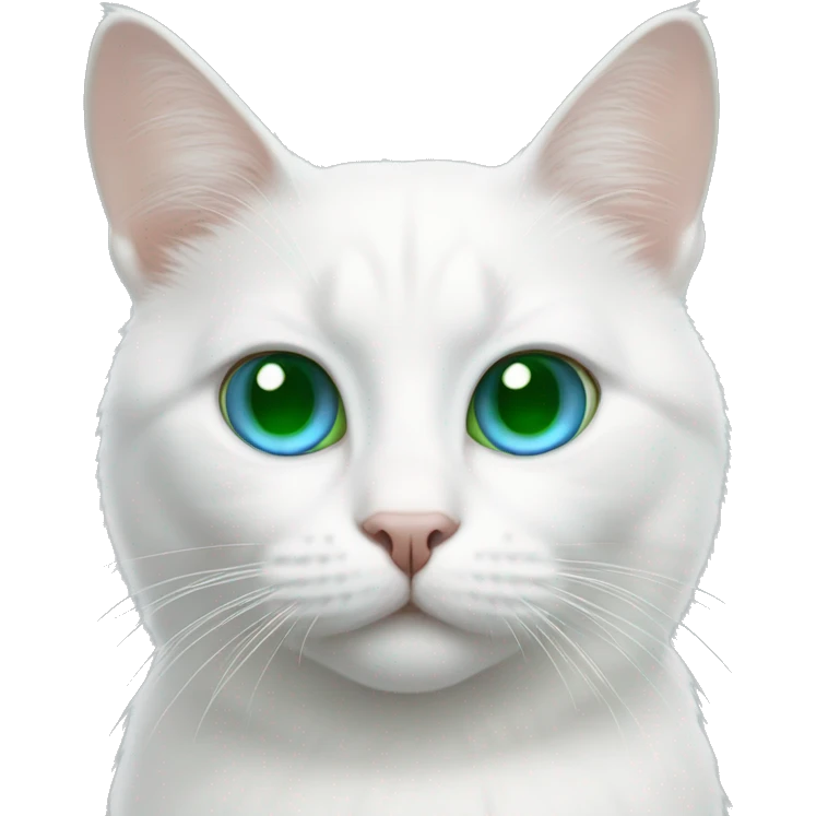 White cat with one blue eye and a green one  emoji