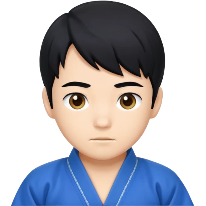 Кимоно синий для дзюдо мальчик с черными волосами emoji
