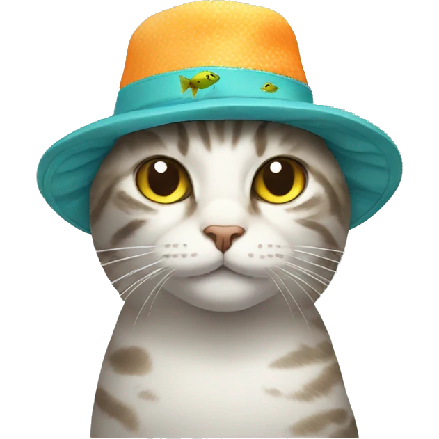 Cat wearing fish as a hat emoji