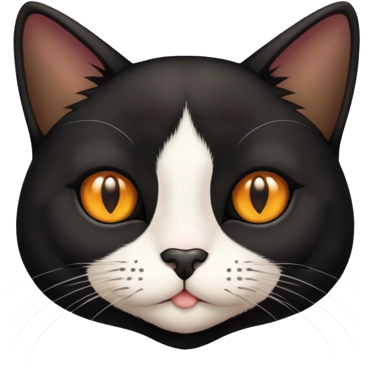 black tuxedo cat with brown eyes emoji