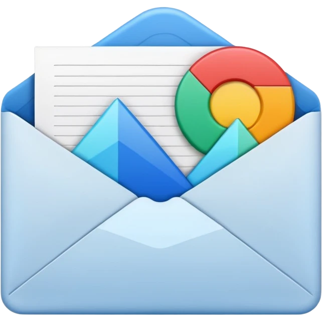 an email evelop with datas and charts around emoji