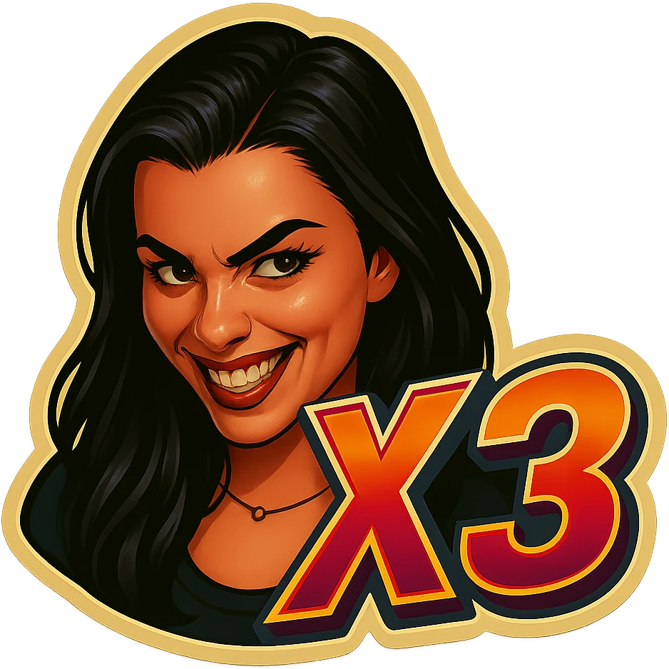 grin EVIL LOOk , Make it say "X3"" emoji