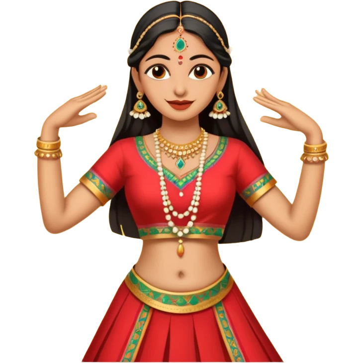 Indian woman in traditional clothes dances.  format portrait emoji