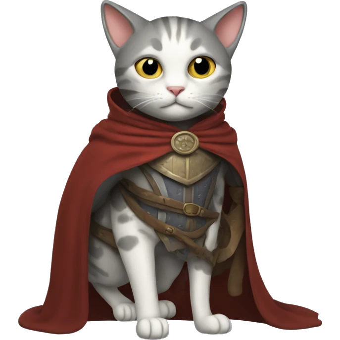 cat medieval problem solver with cape and full body emoji