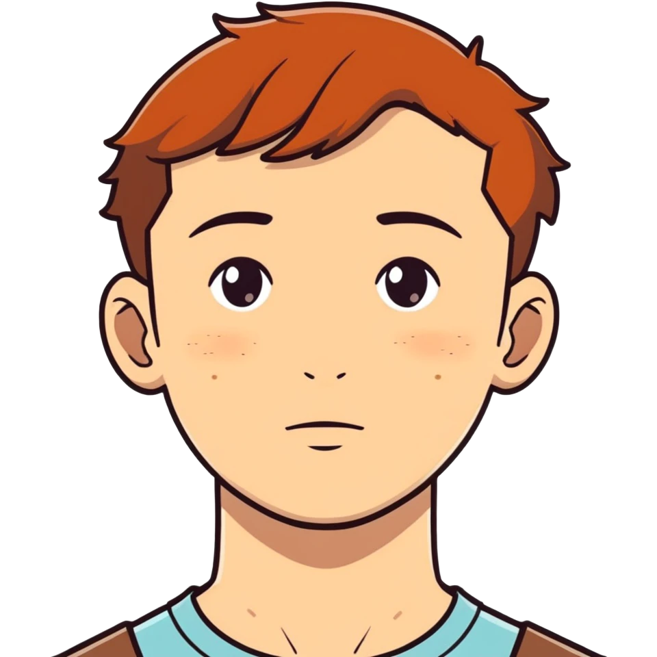 Man with freckles, light skin, short brown hair emoji