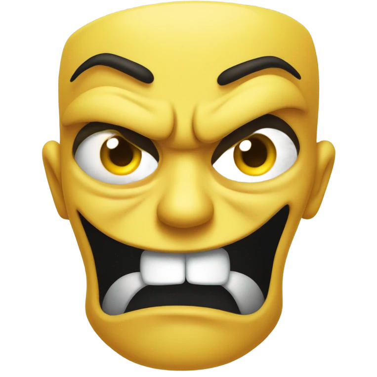 Angry emoyi jellow dot eyes only on one side beside and behind eachother giving a look of annoyed brows pulled up lips pouting a bit emoyi look emoji