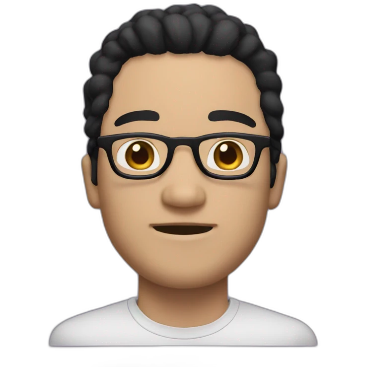 Make a white man with black hair and glasses, make it look like a twitch emote emoji