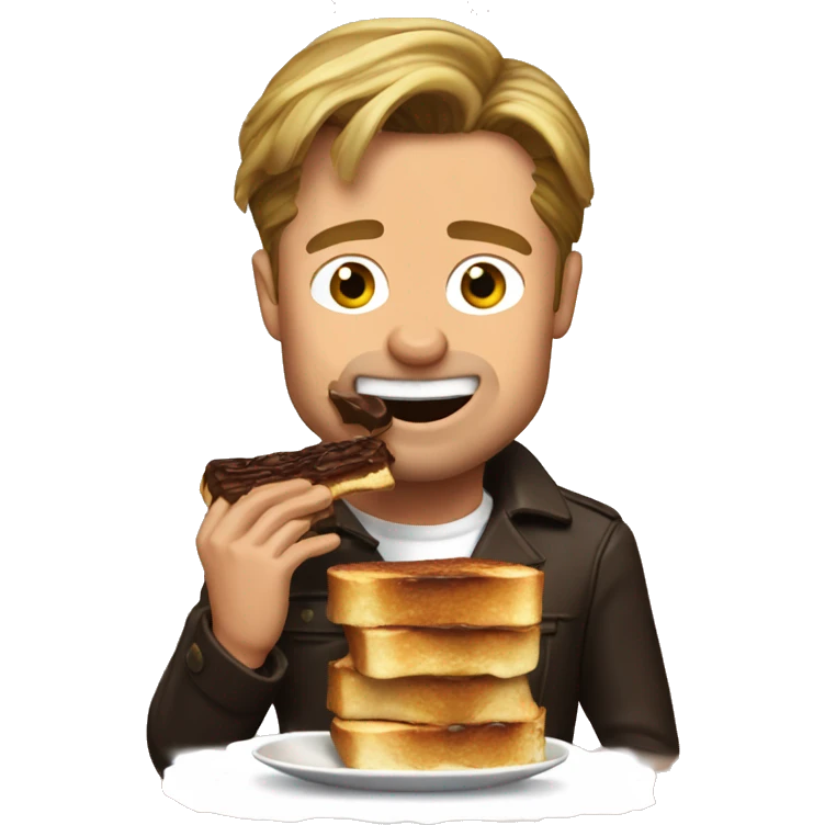 Brad Pitt eating chocolate french toast emoji