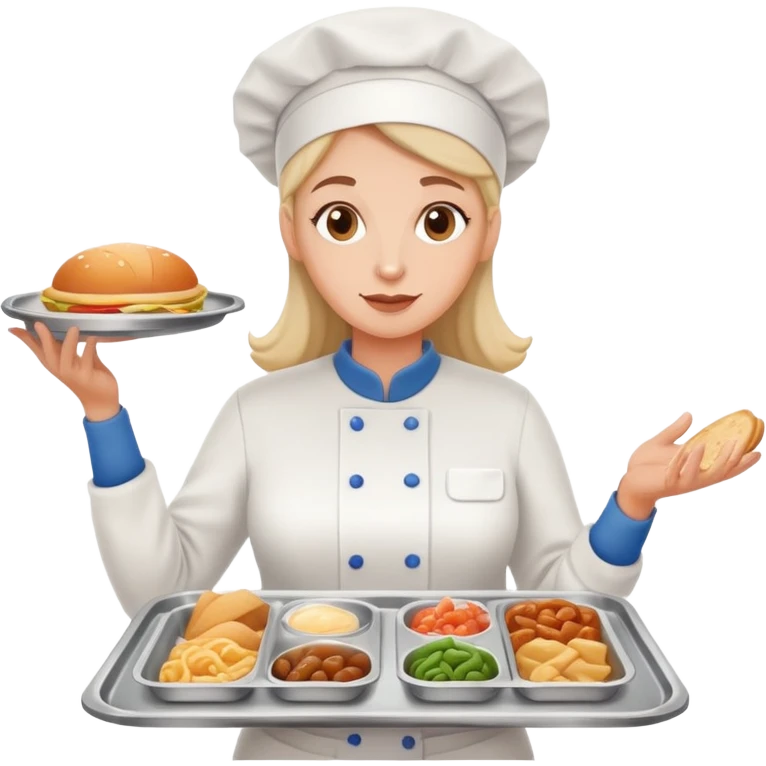lunch lady serving gross cafeteria food, simple and expressive emoji