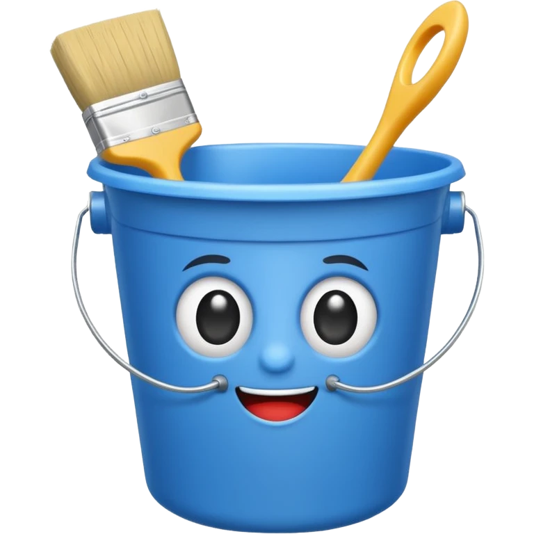 Bucket and brush for cleaning emoji