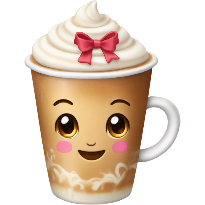 A really cute latte with bows and it’s really cute emoji
