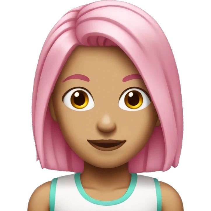 Female pink hair gym  emoji
