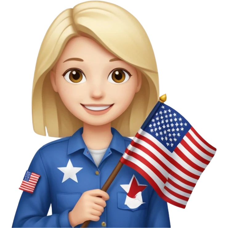 smiling girl with american flag emoji